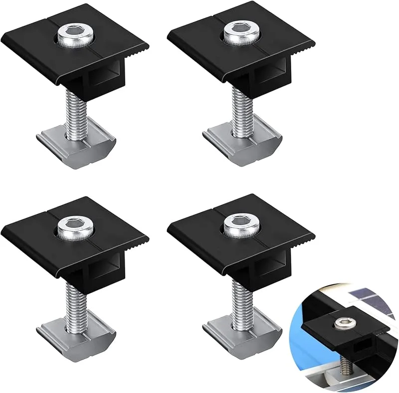 NEOVSUNY solpanelshållare i aluminium, 4 st, svart