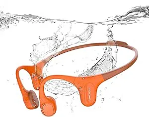 Mojawa Run Plus Bone Conduction hörlurar, IP68 vattentäta öppna öron, trådlösa bluetooth-sporthörlurar med 32G MP3 för löpning, simning, cykling och gymträning, orange