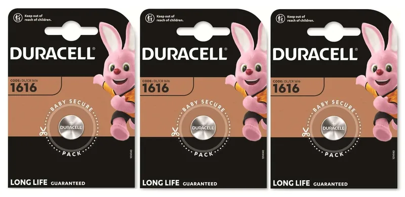 3X Duracell 1616 litium