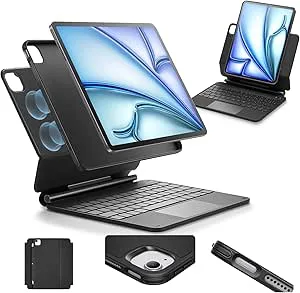 ESR Tangentbordsfodral för iPad Air 11 tum (M2 2024), iPad Pro 11/Air 6/5/4, magnetisk hållare, fjäderupplysta tangenter, styrplatta med flera touch, antracit