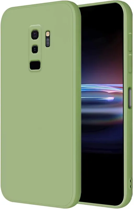 HONLEN Kompatibel fodral för Samsung Galaxy S9 Plus Case, (6,2" tum) Flytande TPU Silikon Cover med Anti-Skrap, Mjukt skal Grön Matcha Cover