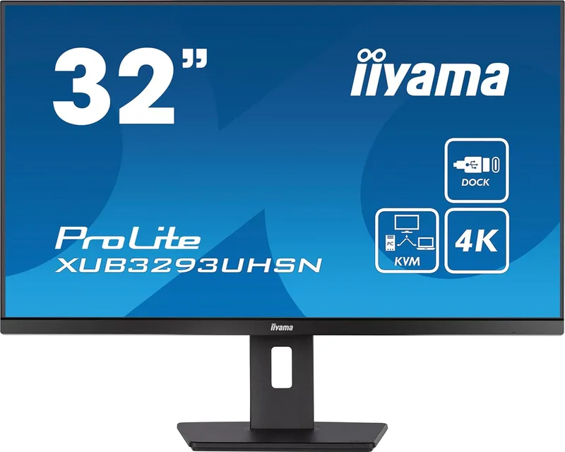 iiyama Prolite XUB3293UHSN-B5 80 cm 31,5 tum IPS LED-skärm 4K UHD HDMI DP USB3.0 USB-C 65 W LAN KVM-switch smal linje höjdjustering svart