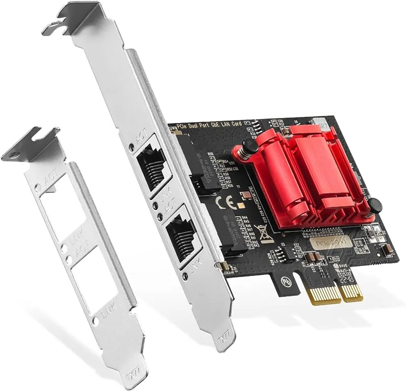 Binardat Gigabit PCIe-nätverksadapter, Intel 82575/82576-kontroll 1000/100 Mbps Ethernet LAN-kort för Windows/Linux