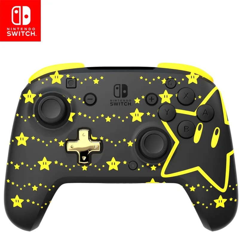 PDP REMATCH GLOW Wireless Controller Mario Stars, Svart och gult