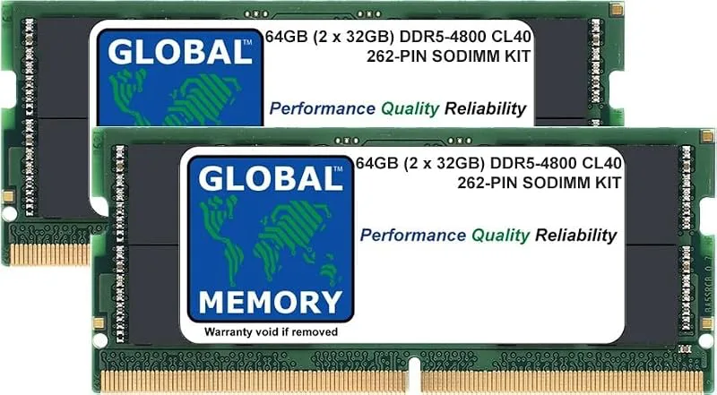 64 GB (2 x 32 GB) DDR5 4800 MHz PC5-38400