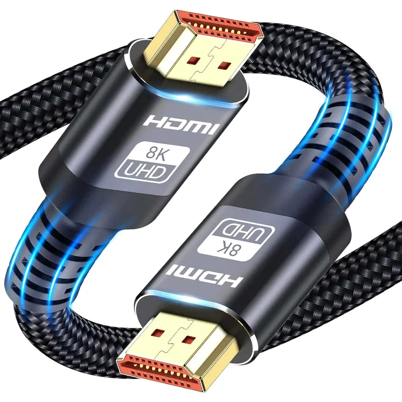 10K 8K HDMI-kabel 2.1, HDMI-kablar tillgängliga i 0,5 m, 1 m, 2 m, 3 m, 5 m, 6 m, 7,5 m längder att välja, Ultra HD-kabel höghastighetskabel 48 Gbps, HDMI-kablar (8 K @ 60 Hz) stöder dynamisk HDR,