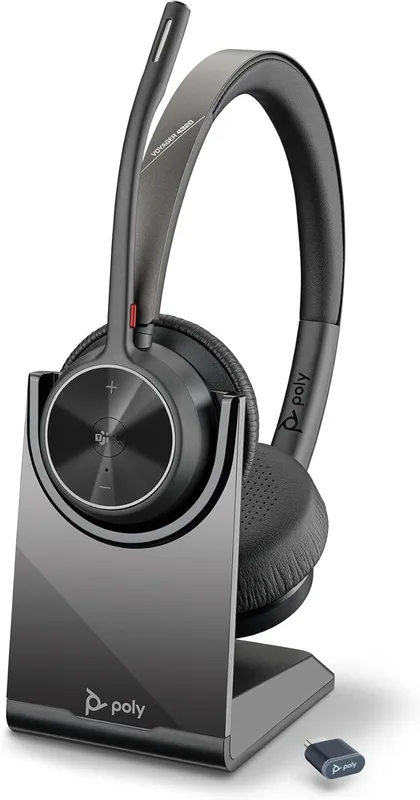 Poly Voyager 4320 UC trådlöst headset och laddningsställ