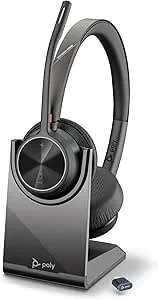 Poly Voyager 4320 UC trådlöst headset och laddningsstativ