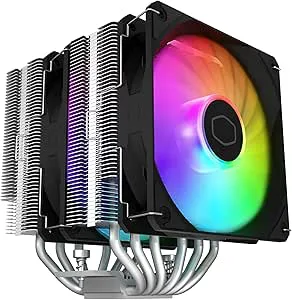 Cooler Master Hyper 620S Dual Tower CPU luftkylare, ARGB Sync, 120 mm PWM-fläkt, 6 koppar direktkontakt värmerör, 154,9 mm hög silver