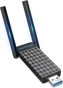 WiFi-dongel, ElecMoga 1 300 Mbps Wifi-adapter 3.0 USB WiFi 5 dBi dubbelt band 2,4 GHz/5 GHz trådlös adapter för PC/stationär/surfplatta/bärbar dator, stöder Windows 11/10/8/7/Vista/XP, Mac OS
