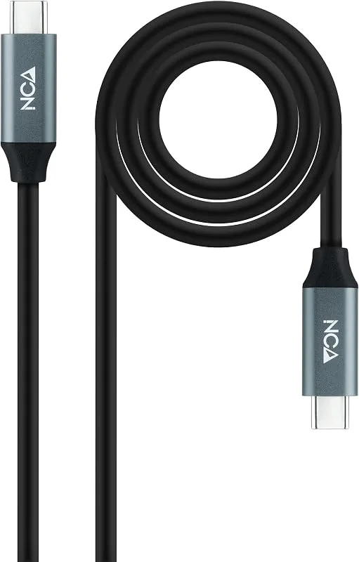 Nanokabel USB 3.2 Gen2x2 20Gbps 5A/100W 4K/60Hz USB-C/M-USB-C/M-kabel, grå/svart, 2 m