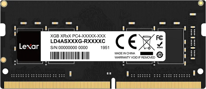 Lexar SODIMM 16GB DDR4 RAM, 3200 MHz, 260-stifts DDR4 SODIMM bärbar ram, högpresterande SO-DIMM, PC Bärbar datorminne DRAM LD4AS016G-B3200ASST, 16GB Single