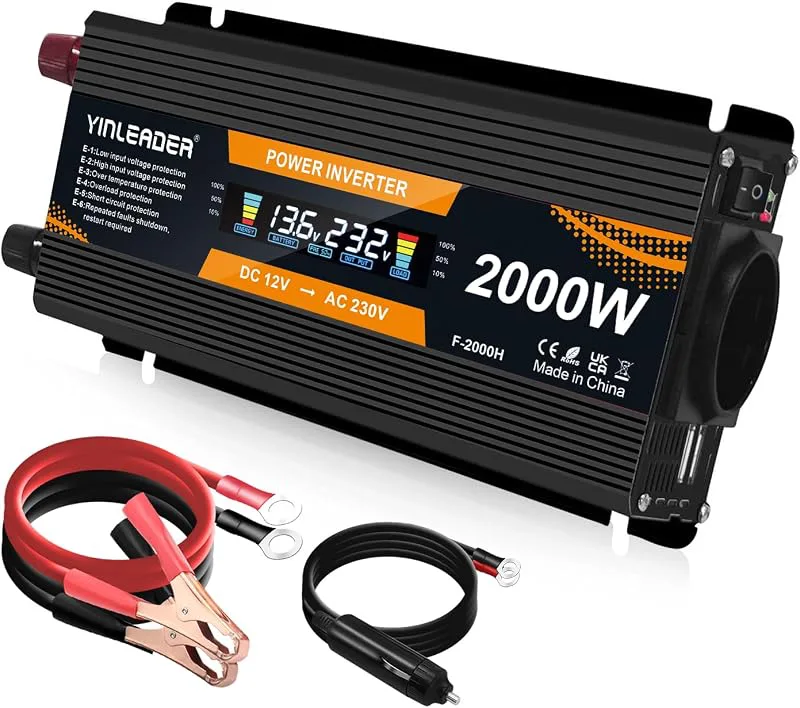 Yinleader 12v 220v 1000W /2000W modifierad sinusvåg växelriktare USB LCD spänningstransformator