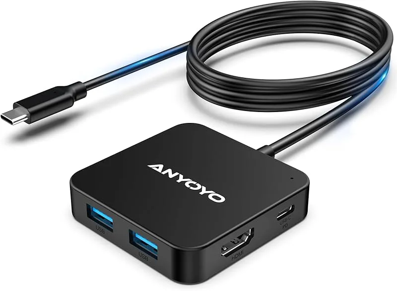 USB C-hub, 120 cm 6-i-1 USB C till HDMI-adapter