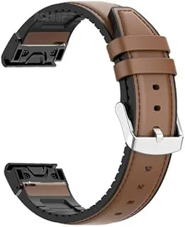 Läder silikonband klockarmband rem för Garmin Fenix 5/5X Plus 6/6X Pro smart armband 22 26 mm