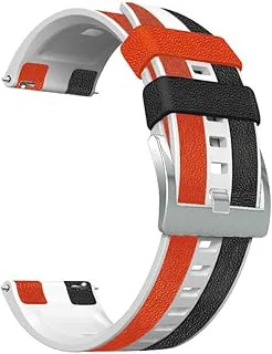SCHIK Nytt 22 mm silikon + läderklockarmband för Garmin Venu 2 VENU2 Vivoactive 4 Active Smartwatch armband remmar Forerunner 745 Band
