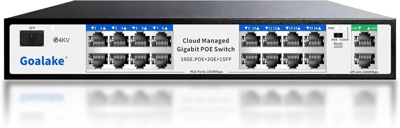 Managed PoE-omkopplare med 16 Gigabit PoE+