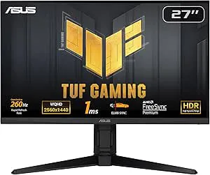 ASUS TUF Gaming VG27AQML1A – 27 tums WQHD-skärm – 260 Hz, 1 ms GtG, G-Sync, FreeSync, Adaptive Sync, ELMB, GameFast, DisplayHDR 400 – Fast-IPS, 16:9, 2560x1440, USB, DP, HDMI, ergonomisk, högtalare
