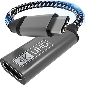 USB C till HDMI adapter – typ C till HDMI 4K adapter (kompatibel med Thunderbolt 3), videoljudutgång för iPhone 16/15 Pro/Max, MacBook Pro, Pixelbook,Surface Go,iPad Pro,Samsung Galaxy