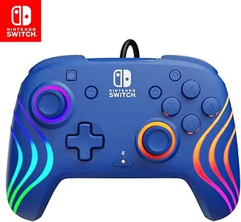 Official Switch Afterglow Wave Wired Controller, Prismatic, Blå