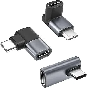 Basesailor 90 Graders USB C Adapter 3Pack,USB4 40Gbps Rätvinklig Typ C Hane till Hona,PD 100W Vinkel Förlängning Thunderbolt 4 3 för iPhone 17 17e 16,MacBook,Steam Deck,Switch,Laptop,Galaxy S26 S25