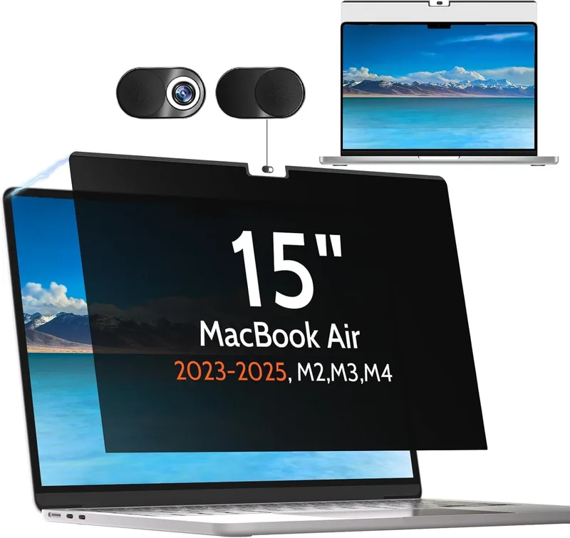Mamol Magnetiskt integritetsfilter för Apple MacBook Air 15 tum (2023–2025, M2/M3/M4-chip), avtagbart blått ljus integri