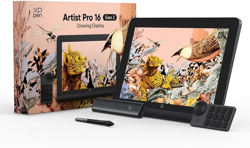 XP-PEN Artist PRO 16 Gen.2 grafisk display 16 tums pennskärm med X3 Pro-penna och snabb fjärrkontroll, 99 % sRGB grafisk bricka