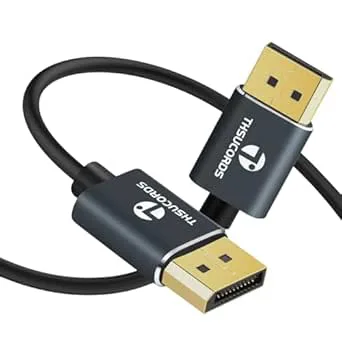 Thsucords Flexibel Tunn 8K 4K DisplayPort-kabel 1M, Ultratunn DP till DP 1.4 sladd stöder 8K@60Hz, 4K@120Hz 32.4Gbps Kompatibel med gaming laptop,TV,PC,datorskärm