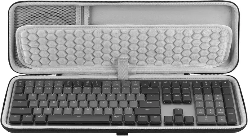 Geekria bärväska för tangentbord, kompatibel med Logitech MX Mechanical Wireless / MK955 / Signature Slim K950 / G413 SE, resväska i hårt skal (mörkgrå)