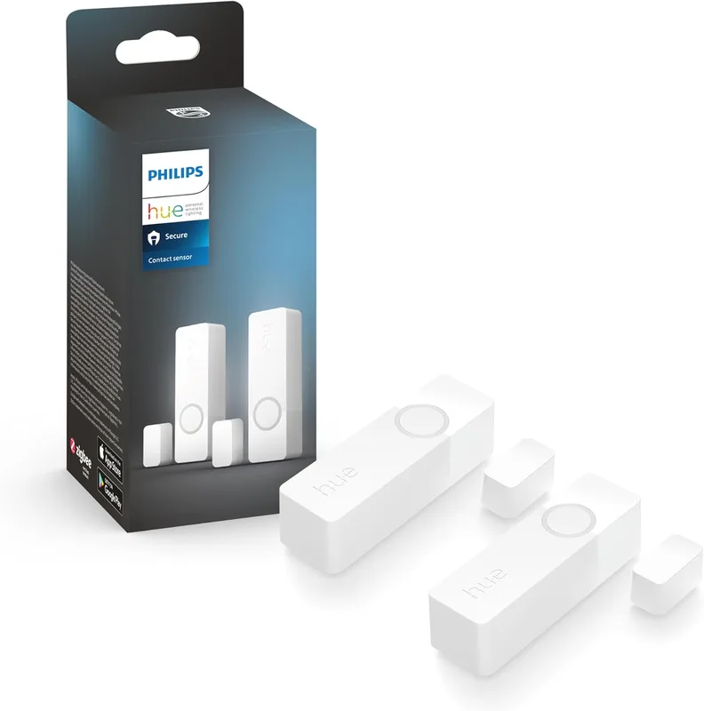 Philips Hue Secure Kontaktsensor Vit (2pack), trådlös säkerhetssensor för dörrar & fönster, öka säkerheten i ditt smarta