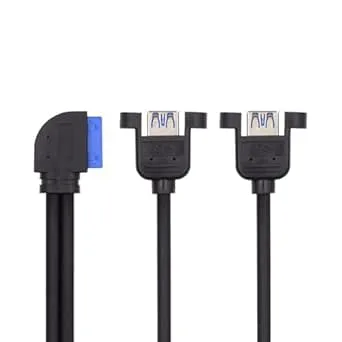 CY USB 3.0-kabel rätvinklad 19/20-stiftshuvud till USB