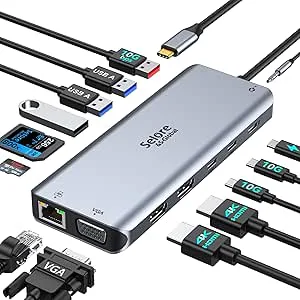 USB C-dockningsstation dubbel HDMI 14 i 1