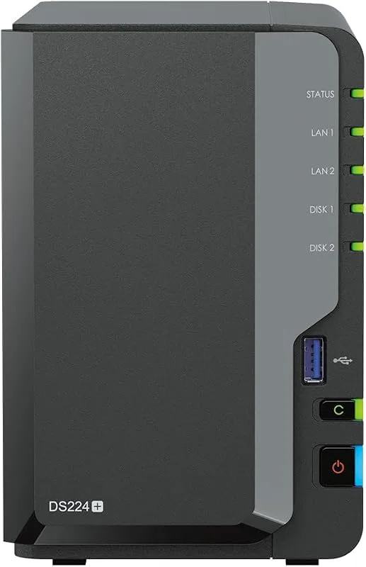 Synology DS224 2-bay-diskstation NAS (Intel Celeron J4125 4-kärnig 2.0 GHz 2 GB DDR4 RAM 2 x RJ-45 1 GbE LAN-port) 4 TB
