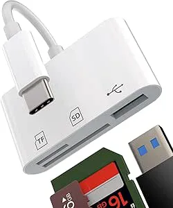 Adapter USB C till USB 3.0 micro SD-kortläsare (3-i-1) kortläsare OTG typ C-kontakt minneskort uttag tillbehör nav, kompatibel för Samsung Apple iPhone 15 Pro Max Plus iPad 10, Air4/5, Mini6, 12,9