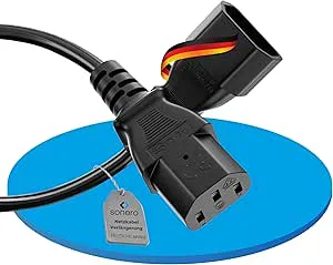 Sonero® Euro nätkabelförlängning, strömkabel för apparater, IEC C13-kontakt till IEC C14-uttag, 2,00 m, svart
