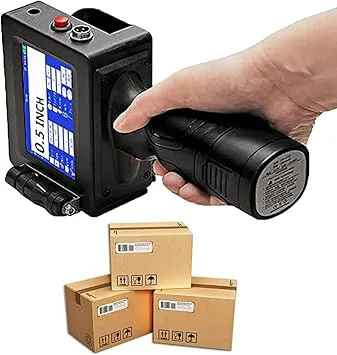 Handhållen bläckstråleskrivare, utskriftshöjd 0,08-0,5 tum bläckstrålekodare med original snabbtorkande bläck och pekskärm för text QR-kod/streckkod/batchnummer/etikett/bild/datumskrivare