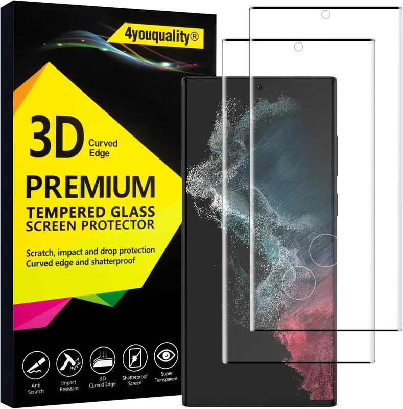 4youquality skärmskydd i härdat glas för Samsung Galaxy S22 Ultra