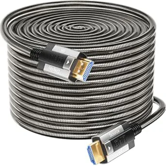 Siwket 8K HDMI-fiberkabel 15 m, stålpansning optisk HDMI 2.1 kabel 48 Gbps Ultra High Speed 8K@60Hz 4K@120Hz Dynamic HDR eARC Dolby HDCP 2.2 & 2,3 för HDTV/projektor/hemmabio/TV-box/spelbox/PS5