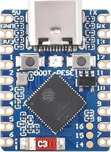 Waveshare ESP32-C3 Mini Development Board, Based On ESP32-C3FN4 Single-Core Processor, 160MHz Running Frequency, Support 2.4GHz WiFi & BT5, Castellated Module, Suitable for SMD Applications