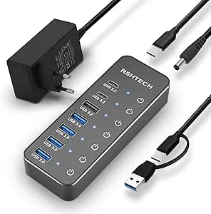 RSHTECH USB C 3.2 Hub aktiv med strömförsörjning