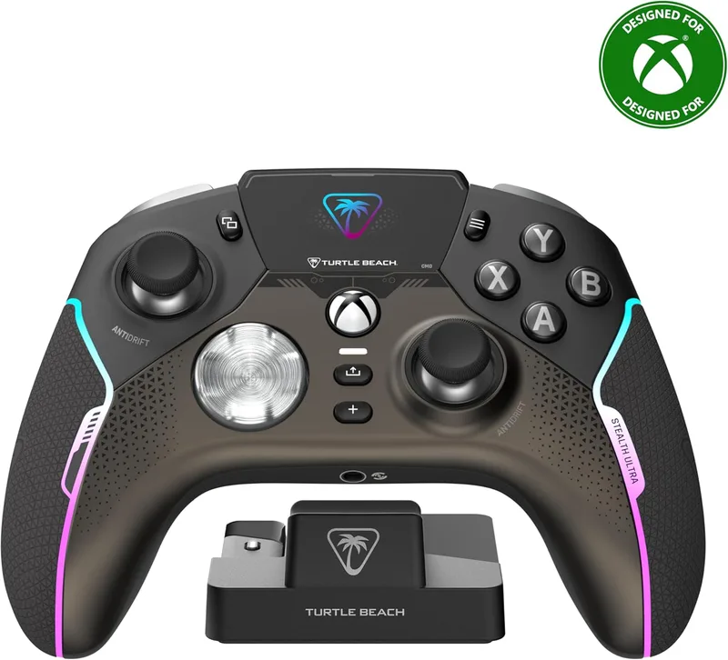 Turtle Beach Stealth Ultra Trådlös Högpresterande Spelkontroll med Snabbladdningsdocka, Mikrobrytare och Kommandoskärm för Xbox Series X|S, Xbox One och PC [Officiellt Licensierad för Xbox]