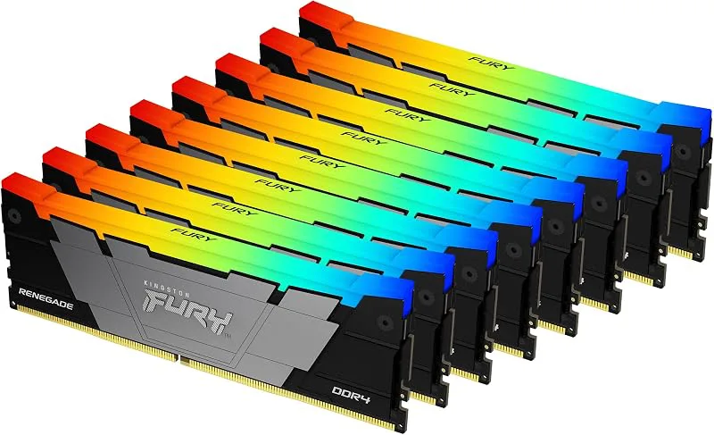 Kingston FURY Renegade RGB 256 GB 3200 DDR4 CL16 DIMM (Kit med 8) skrivbordsminne – KF432C16RB2AK8/256