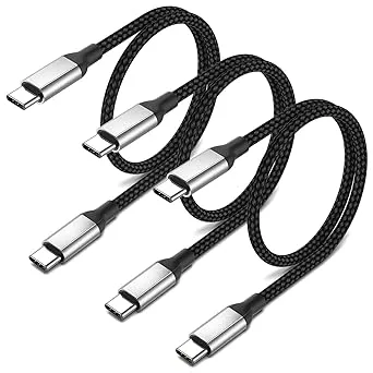 30 cm USB C-kabel, 3-pack PD 60 W kort snabbladdning och data, nylon typ C för iPhone 15 Pro Max, Huawei, Samsung Galaxy, Xiaomi, Google
