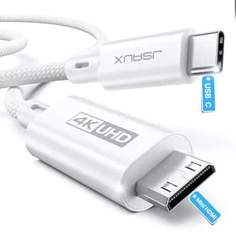 JSAUX USB C till mini HDMI-kabel 1 m (bärbar), dator till bildskärmskabel, hög hastighet 4K-kabel (4K@30Hz/2K@60Hz/1080P), kompatibel med bärbar bildskärm, ångdäck