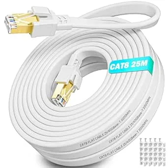 Nätverkskabel 25m Ethernet Kabel Platt Cat 8 Lan Kabel Hög Hastighet Ethernet Cable 25m