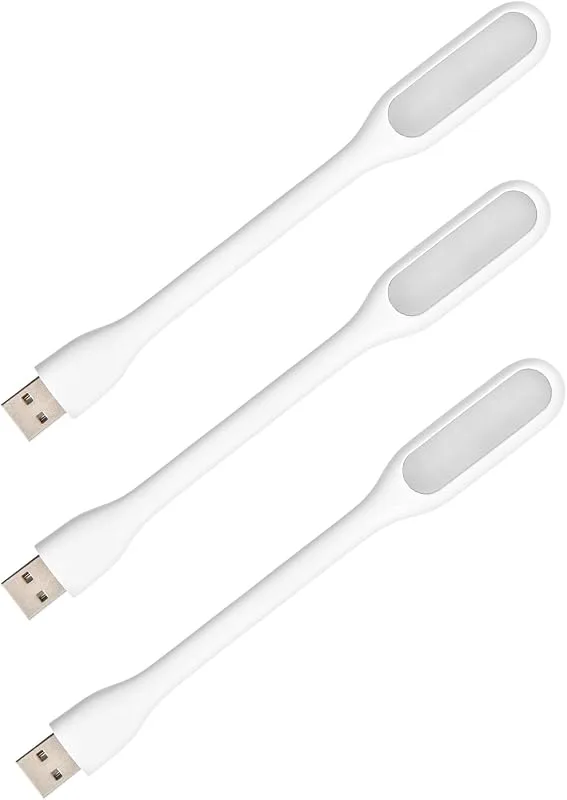USB-ljus, mini USB-LED-lampa, 3 stycken flexibla svanhals-lä, för bärbar dator tangentbord, vitt