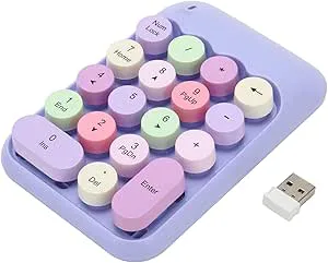 USB Mekanisk Numerisk Tangentbord för Bärbar Dator, 18 Nycklar Retro Color Typewriter Rund Cap Numpad för XP, 7/8/10/11 (Lila
