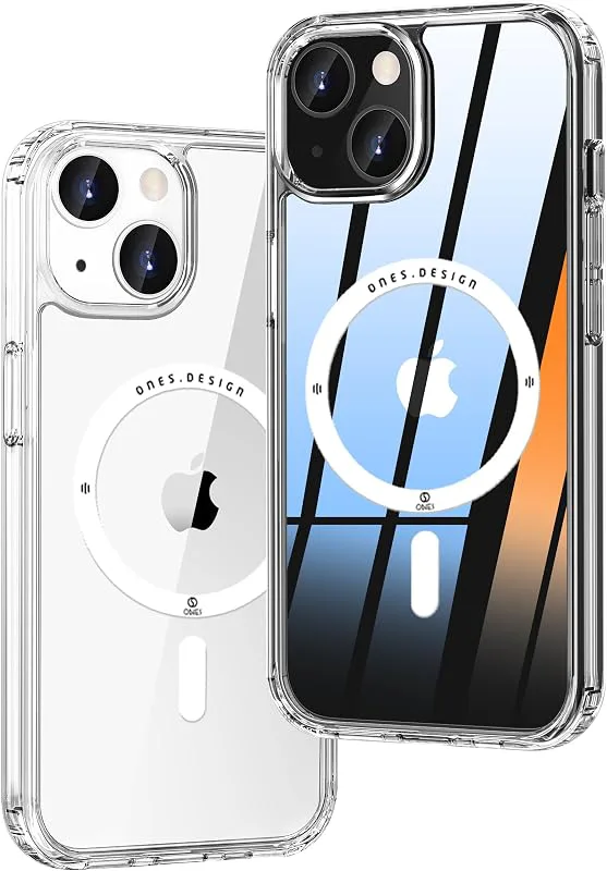 ONES Magnetiskt Skal för iPhone 14 Plus 6,7 tum Kompatibelt med MagSafe, Stötsäkert Skal, Anti-Gul, Reptålig Transparent