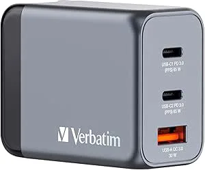 Verbatim GNC-65 GaN Laddare för mobiltelefon USB-A, USB-C® 65 W GaN Grå