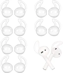 Kryzalite® 6 par silikonöronkuddar, kompatibla med AirPods 1 och 2 hörlurar, anti-tapp-öronsnäckor för öronproppar, skyddshuvud, halkfritt skydd (vit)